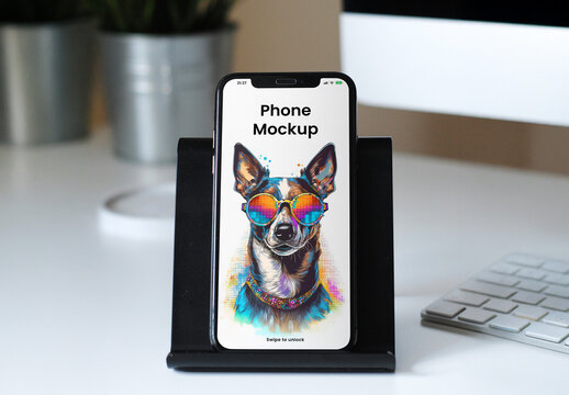 Phone in Stand Mockup
