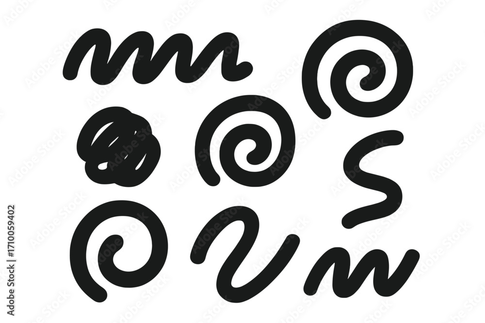 Poster various abstract black shapes and lines on a white background capture playful and artistic design el