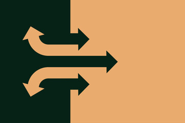 Bidirectional arrow symbol – diverging paths and unified direction, from complexity to clarity.