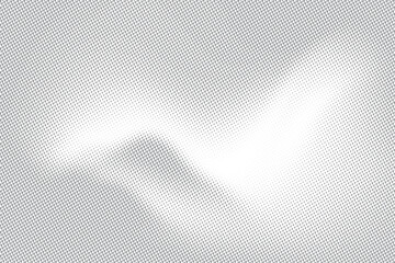 Wavy dotted halftone texture abstract vector background in light gray color.