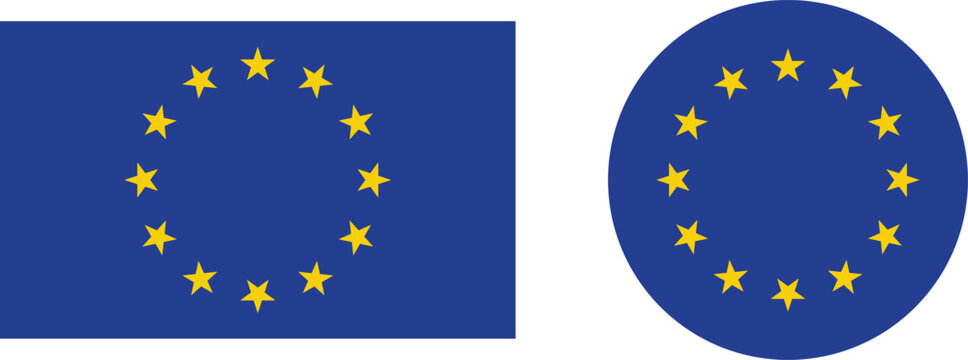 Flag of Europe, European Union. EU flag icon. Vector of amazing European Union flag.