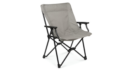Grey Portable Folding Camping Chair Isolated on White Background