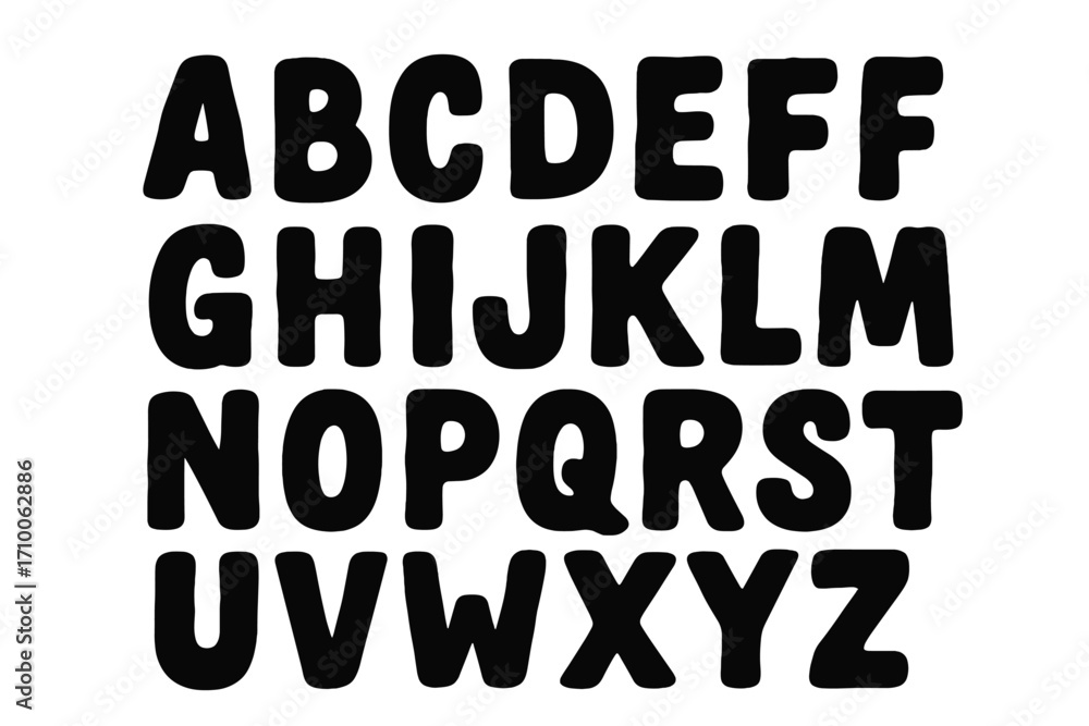 Poster letters in bold style arranged in a grid pattern suitable for playful art or design projects
