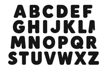 Bold black letters arranged in a stylized layout on a light background, showcasing the English alphabet clearly and effectively