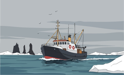 A sturdy fishing trawler, 