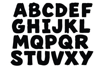 Black and white uppercase alphabet letters displayed in a bold and artistic style on a light background