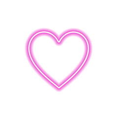 Pink neon heart on transparent background