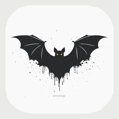 Flying Bat Black Ink Illustration