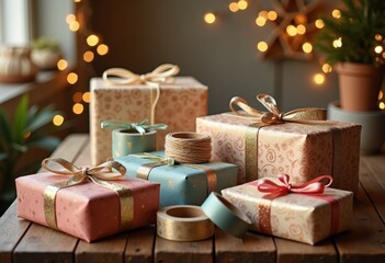 Beautifully Crafted Gift Wrapping Paper and Tape Arrangements for Stunning Presents and Creative Packaging Ideas