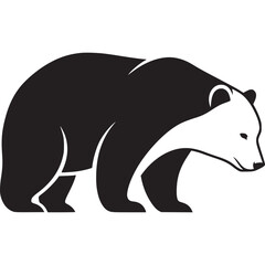 Black and white silhouette of a bear isolated on white background