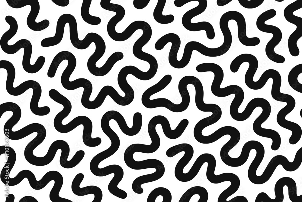 Aufkleber bold black wavy lines create abstract patterns against a white background in a modern design concept