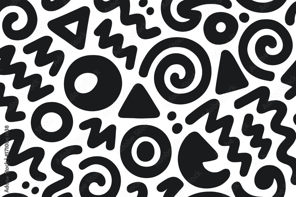 Poster bold black and white abstract patterns with dynamic shapes and lines for creative design inspiration