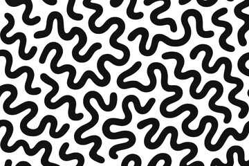 Bold black wavy lines create abstract patterns against a white background in a modern design concept