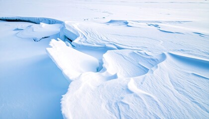 Obraz premium Icy Landscape with Drifting Snow Dunes in Pale Blue and White Hues Arctic Scene