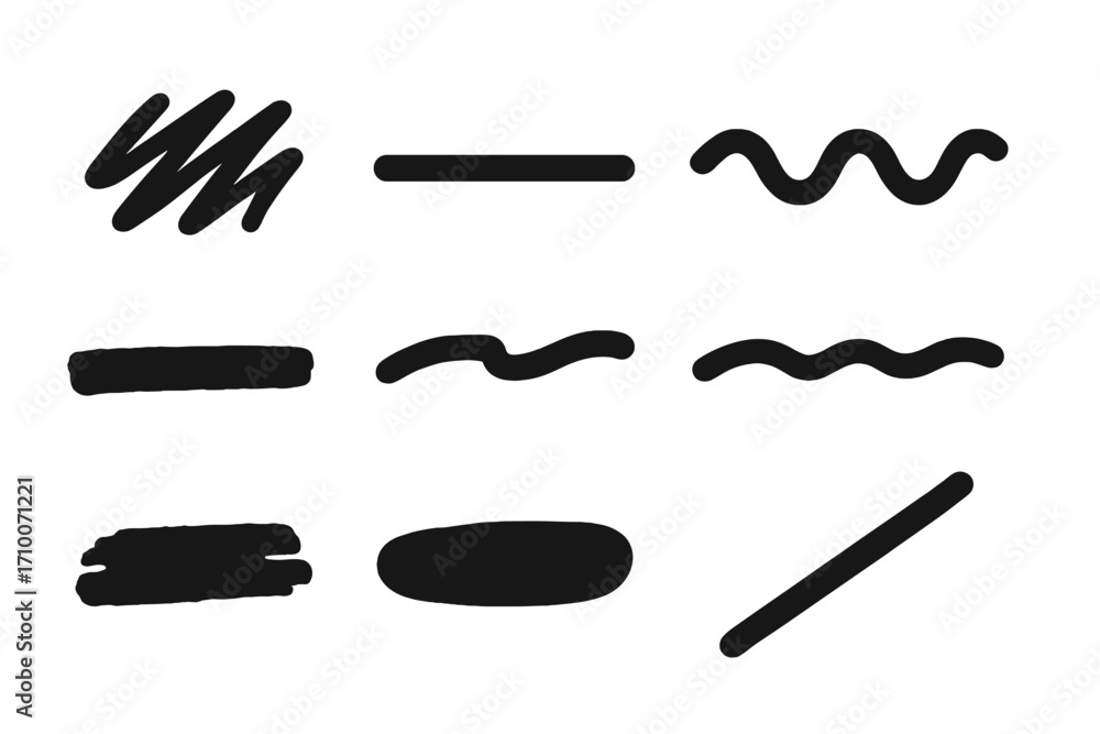 Aufkleber various styles of black lines and shapes suitable for artistic projects and design work