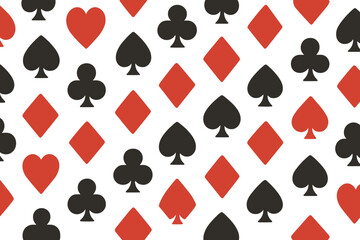 Colorful playing card patterns in red and black create a vibrant design suitable for games and decor