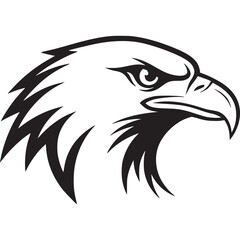 Fierce eagle head graphic isolated on white background