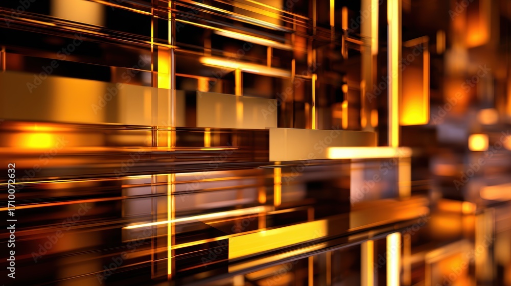 Aufkleber abstract golden geometric patterns with illuminated lines creating a futuristic digital backdrop