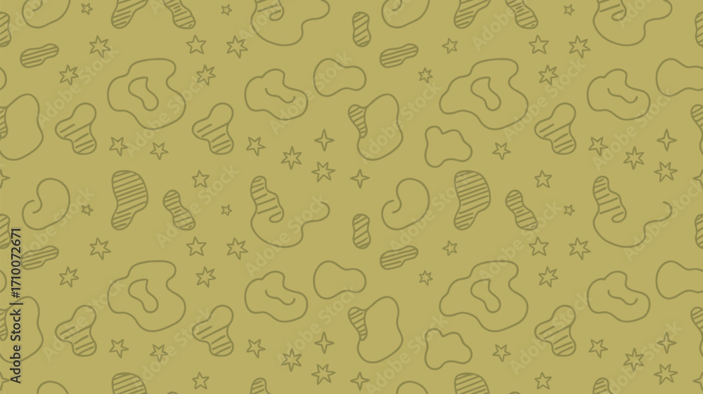 Poster a seamless pattern with stars and abstract shapes on a light olive green colored background design e