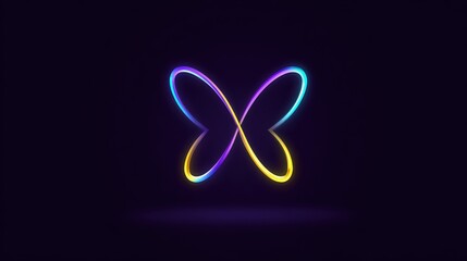 A vibrant neon butterfly shape glowing against a dark background, creating a whimsical and modern vibe.