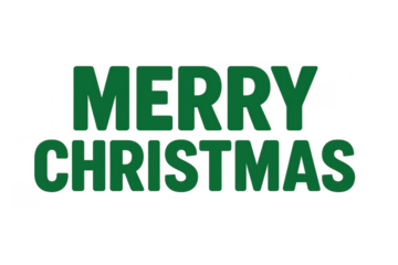 Merry christmas green lettering over transparent background