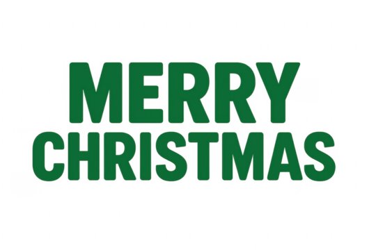 Merry christmas green lettering over transparent background