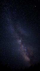 Night sky view of the Milky Way galaxy with countless stars and cosmic dust