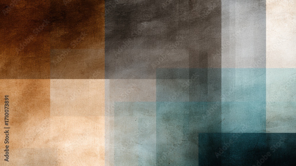 Poster abstract geometric shapes in warm and cool tones creating a textured background for design use