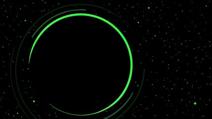 A vibrant circular design with glowing green accents against a dark backdrop, creating a futuristic ambience.
