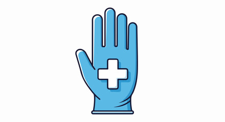 Obraz premium Protective medical glove featuring cross symbol on clear backdrop, design is immaculate, simple, and professional.