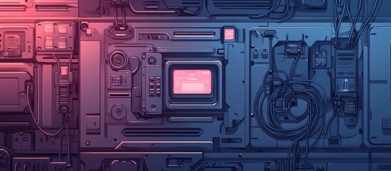 Futuristic panel with intricate details and glowing display.