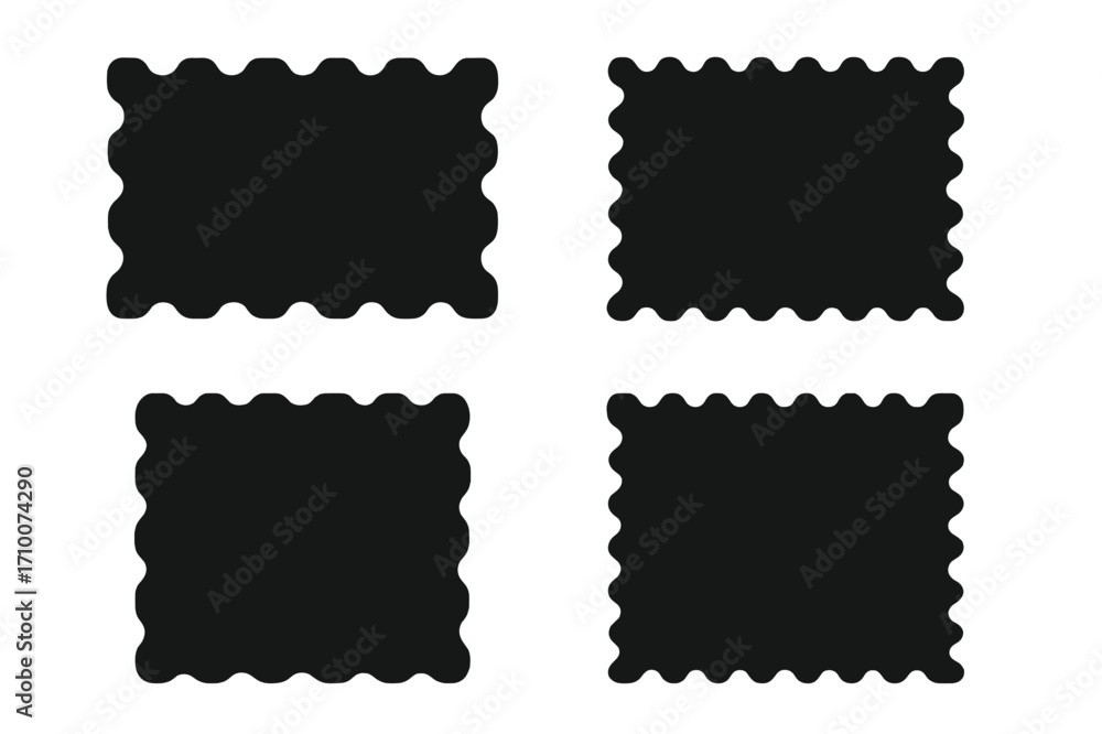 Fototapete plain black rectangle shapes with scalloped edges in a grid layout on a white background