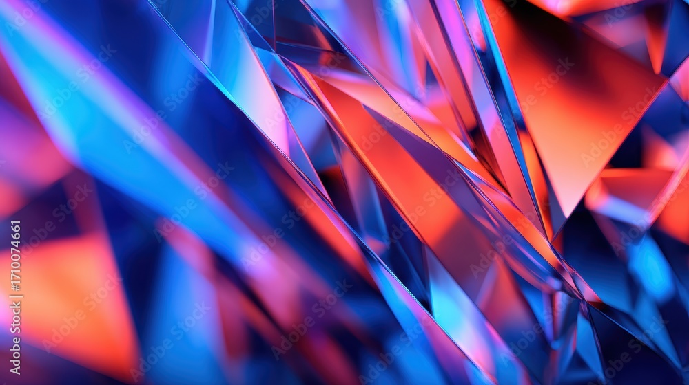 Poster abstract colorful crystal formations reflecting light in vibrant hues, creating a dynamic visual eff