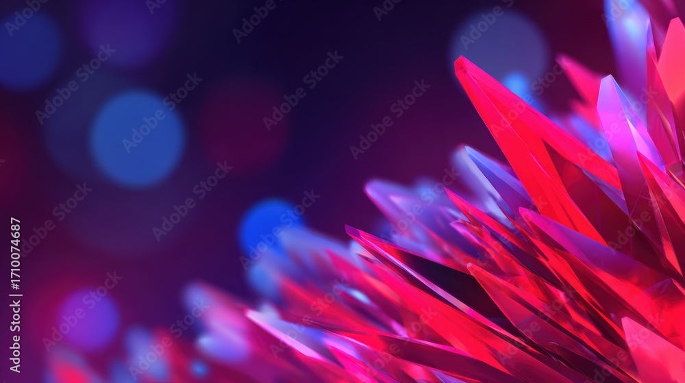Aufkleber vibrant abstract crystal formations with colorful bokeh background creating a dynamic visual experie