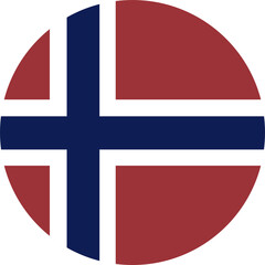 Fototapeta premium Norway round flag. Flag of Norway button, badge. National circle flag Norway icon, template.