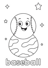 coloring book happy baseball ball as planet with stars space theme for children imagination