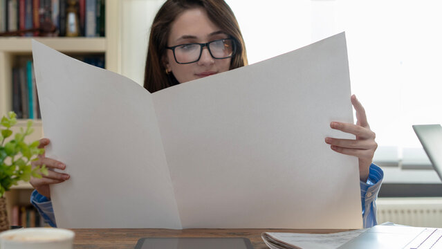 business woman using tablet pc for reading news