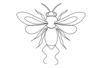 Continuous minimalist bee line drawing outline simple isolated modern art illustration