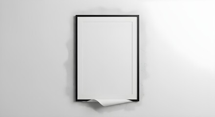 blank white poster mockup black frame on wall