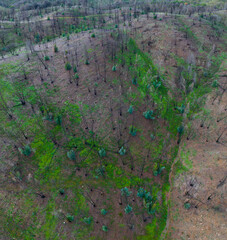 Aerial view from a drone of the landscape around the Tinto River in the province of Huelva. Autonomous Community of Andalusia, Spain, Europe