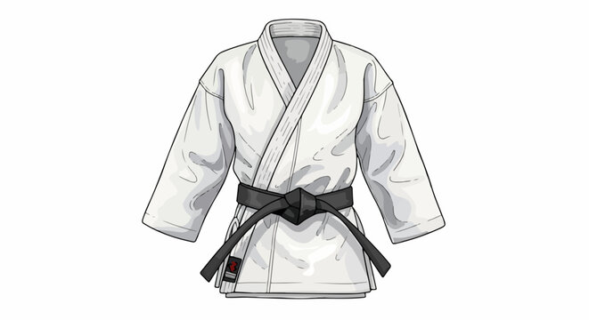 Martial arts uniform for training and competition, presenting karate gi with black belt. Authentic karate gi is essential attire for dedicated martial artists,