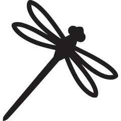 Dragonfly silhouette isolated on white background