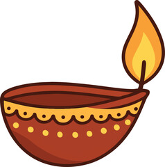 illustration of a burning candle, Diwali Diya