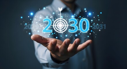 Fototapeta premium Achieving business goals and vision for the year 2030 with strategic planning and innovation