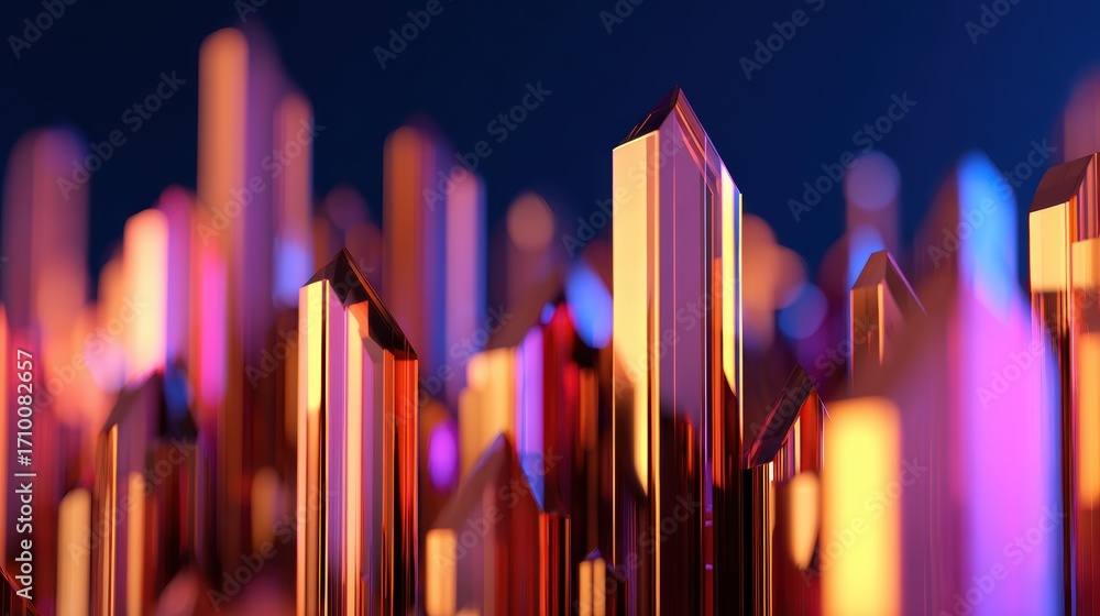 Aufkleber vibrant abstract landscape of colorful crystalline structures reflecting light in a dynamic gradient