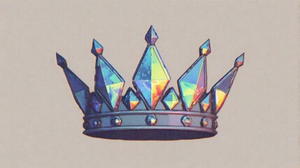 A stunning, colorful crown adorned with vibrant jewels and a metallic finish, symbolizing royalty and glory.