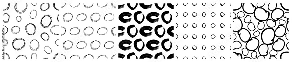 Poster set of seamless patterns with scribble smears