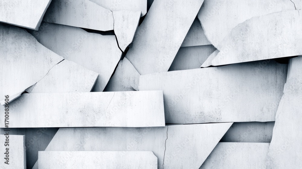 Poster abstract texture of cracked white concrete slabs creating a layered appearance, ideal for background