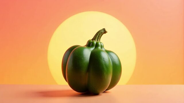 Dynamic chayote spinning rapidly against a vibrant sunset gradient backdrop, perfect for food blogs, healthy eating promotions, and culinary videos