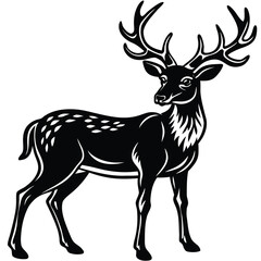 Obraz premium Classic monochrome deer silhouette perfect for nature and wildlife designs